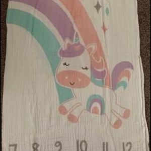Baby girl milestone unicorn blanket